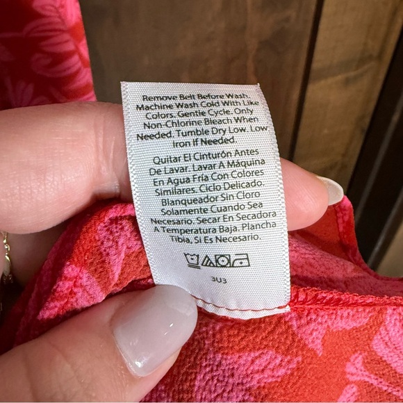 Sofia Vergara Women’s midi dress tea length Size M tropical print belted - Picture 5 of 6